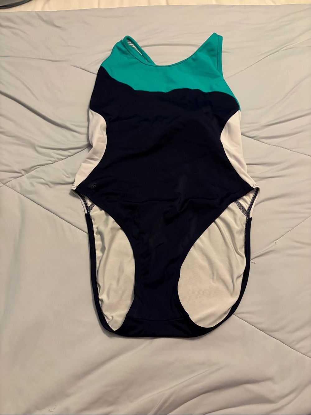 Athleta Teal, Navy & White Colorblock One-Piece Swimsuit